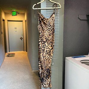 Etophe Studios | Satin Leopard Ruched Tie Dress
